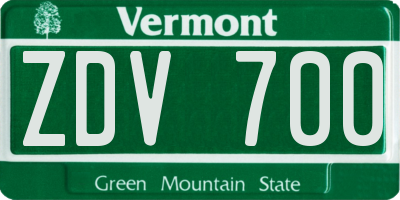 VT license plate ZDV700