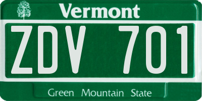 VT license plate ZDV701