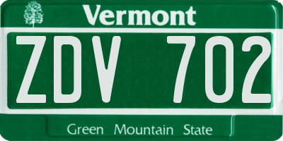 VT license plate ZDV702