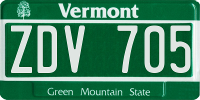 VT license plate ZDV705