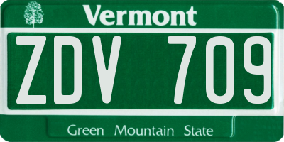 VT license plate ZDV709
