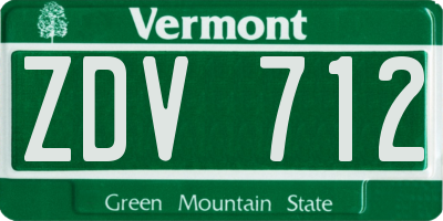 VT license plate ZDV712