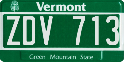 VT license plate ZDV713