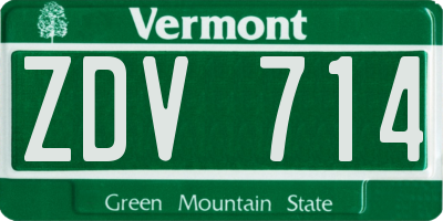 VT license plate ZDV714