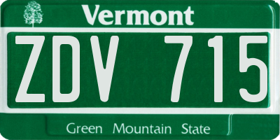 VT license plate ZDV715
