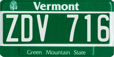 VT license plate ZDV716