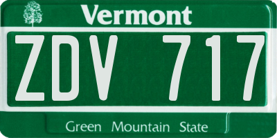 VT license plate ZDV717