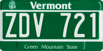 VT license plate ZDV721