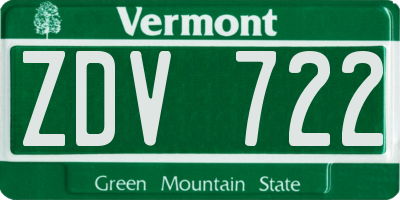 VT license plate ZDV722