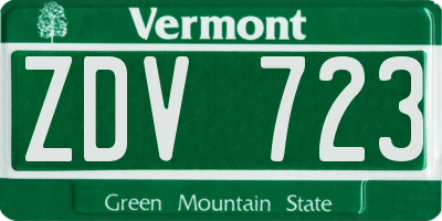 VT license plate ZDV723