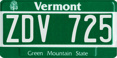 VT license plate ZDV725