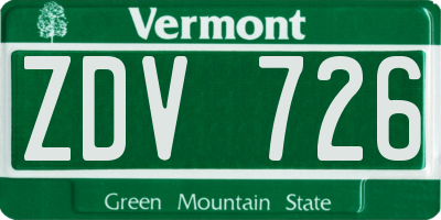 VT license plate ZDV726