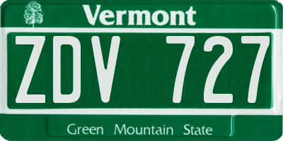 VT license plate ZDV727
