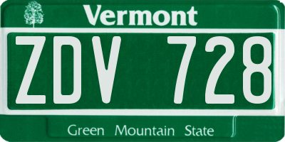 VT license plate ZDV728
