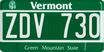 VT license plate ZDV730