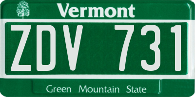 VT license plate ZDV731