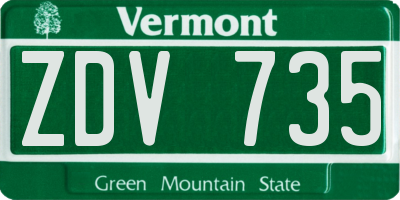 VT license plate ZDV735