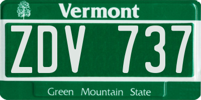 VT license plate ZDV737