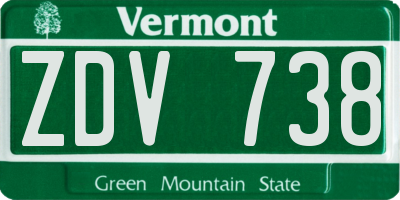 VT license plate ZDV738