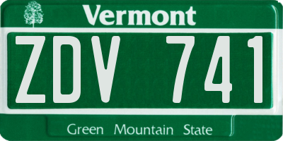 VT license plate ZDV741