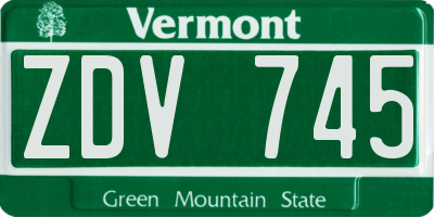 VT license plate ZDV745