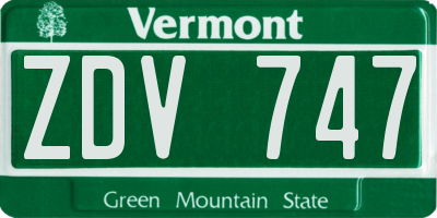VT license plate ZDV747