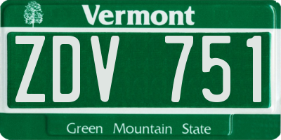 VT license plate ZDV751