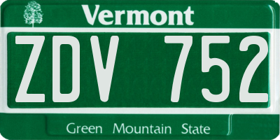 VT license plate ZDV752