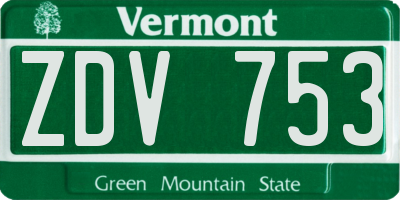 VT license plate ZDV753