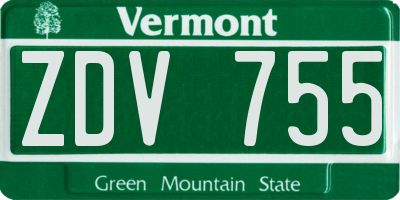 VT license plate ZDV755