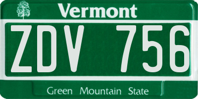 VT license plate ZDV756