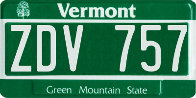 VT license plate ZDV757