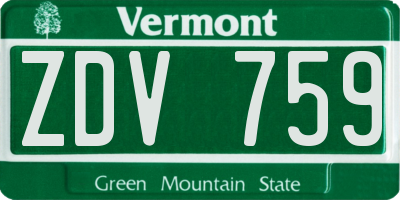 VT license plate ZDV759