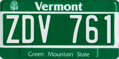 VT license plate ZDV761