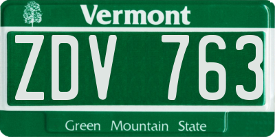 VT license plate ZDV763