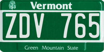 VT license plate ZDV765