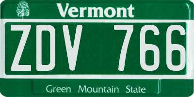 VT license plate ZDV766