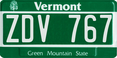 VT license plate ZDV767
