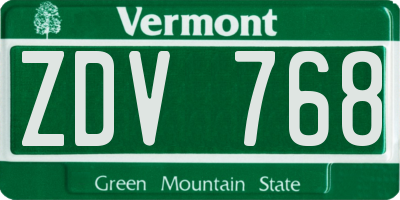 VT license plate ZDV768