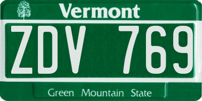 VT license plate ZDV769