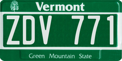 VT license plate ZDV771