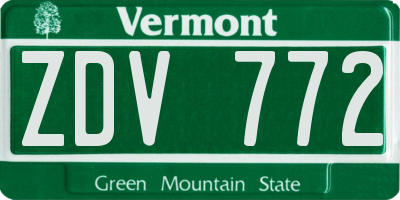 VT license plate ZDV772