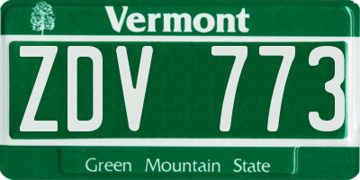 VT license plate ZDV773
