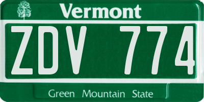 VT license plate ZDV774