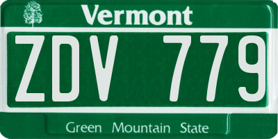 VT license plate ZDV779