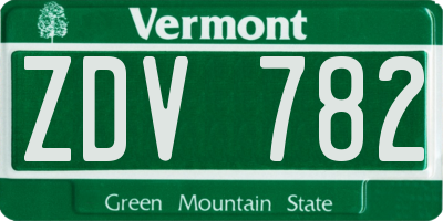 VT license plate ZDV782
