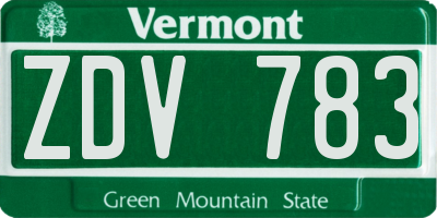 VT license plate ZDV783