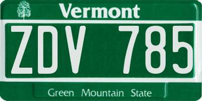 VT license plate ZDV785