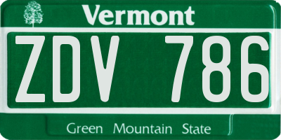 VT license plate ZDV786