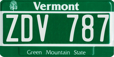 VT license plate ZDV787